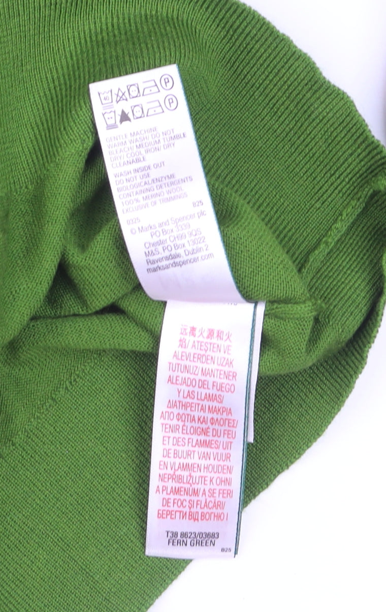 Marks and Spencer Women Green Size 18 Merino Wool Button Cardigan