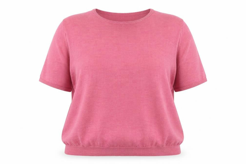 Country Collection Women Pink Merino Wool Short Sleeve Jumper Size 22