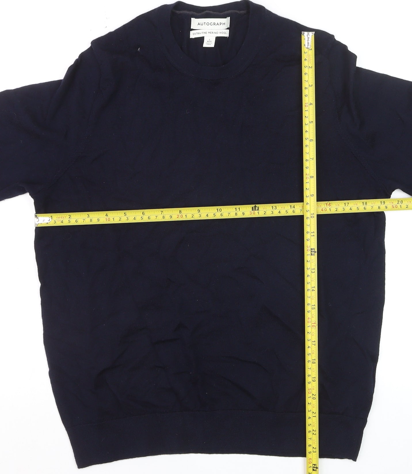 Marks and Spencer Men’s Blue Merino Wool Crew Neck Jumper Size L