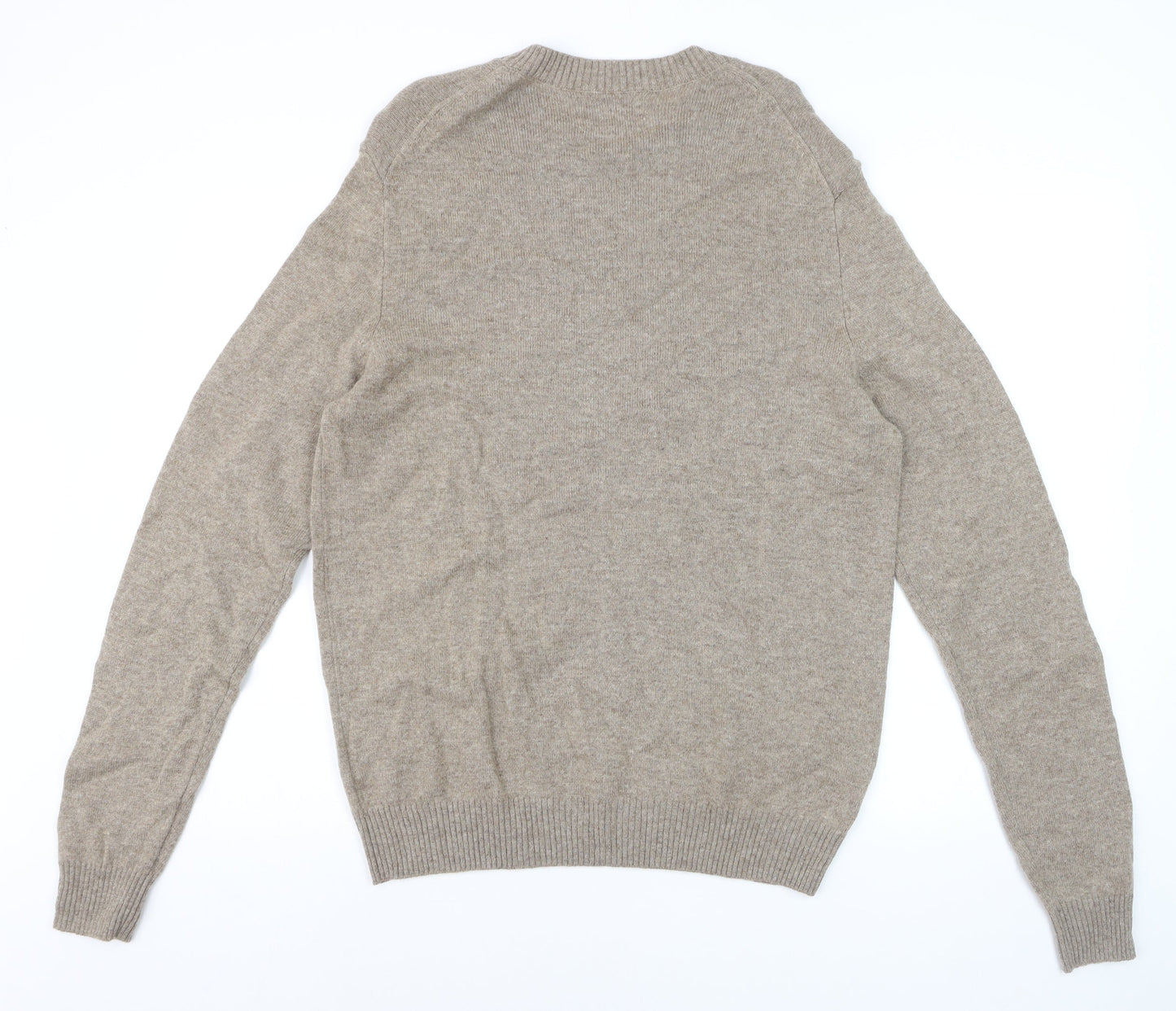 Marks and Spencer Men's Beige Lambswool Crew Neck Jumper M