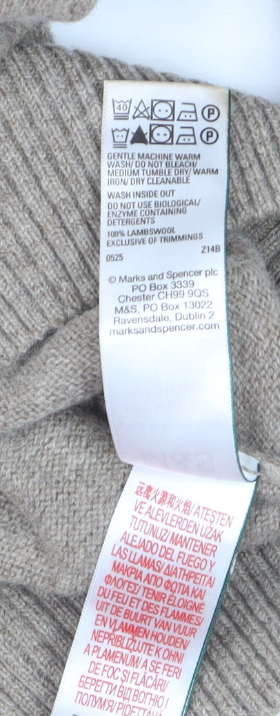 Marks and Spencer Men's Beige Lambswool Crew Neck Jumper M
