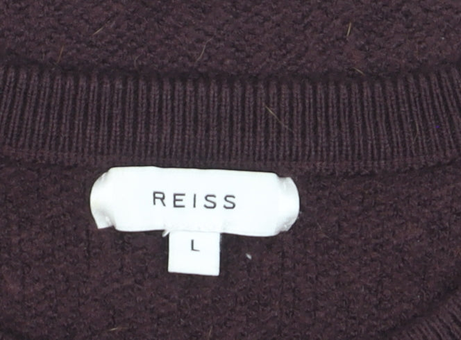 Reiss Men’s Brown Wool Blend Crew Neck Jumper Size L