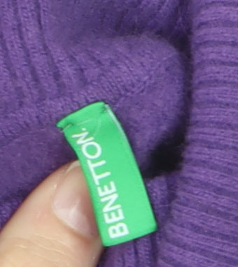 Benetton Women's Purple Wool Roll Neck Jumper Size M