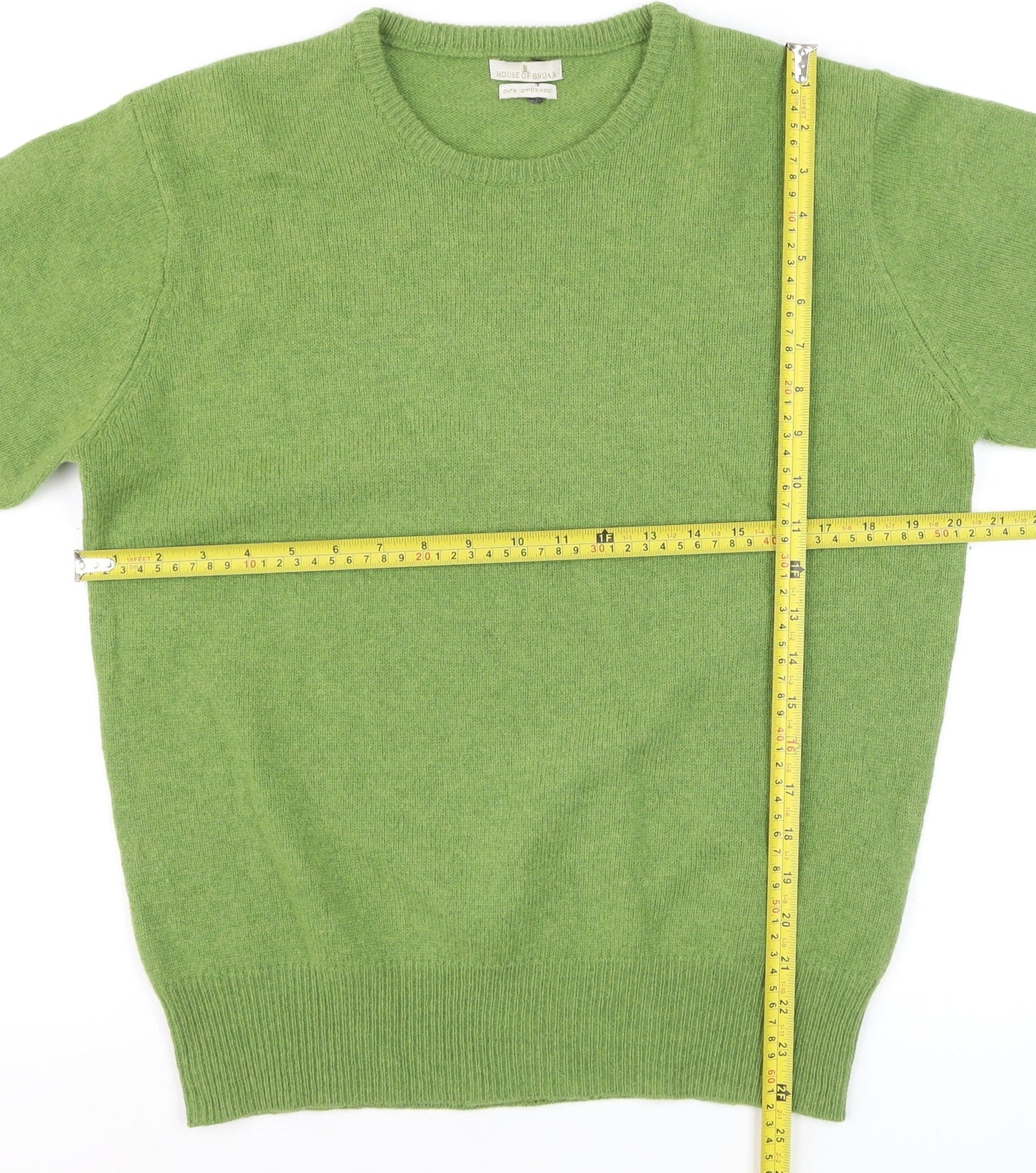 House of Bruar Women's Green Lambswool Crew Neck Jumper M