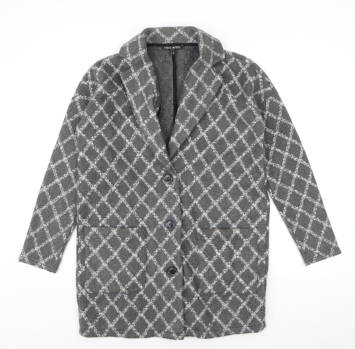 Next Petite Women’s Grey Check Long Cardigan Size 14