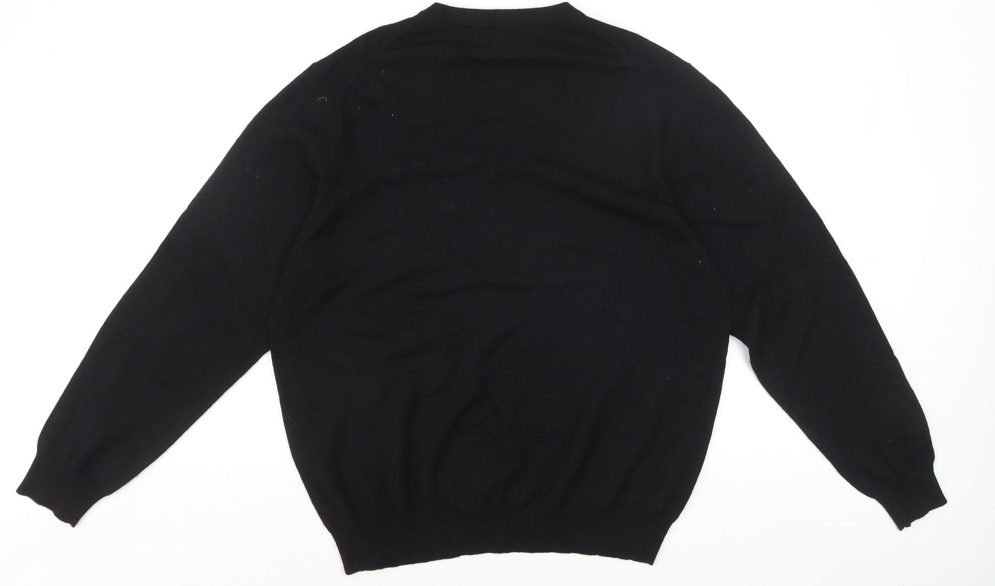 Garret Scott Men’s Black XL Merino Wool V-Neck Jumper
