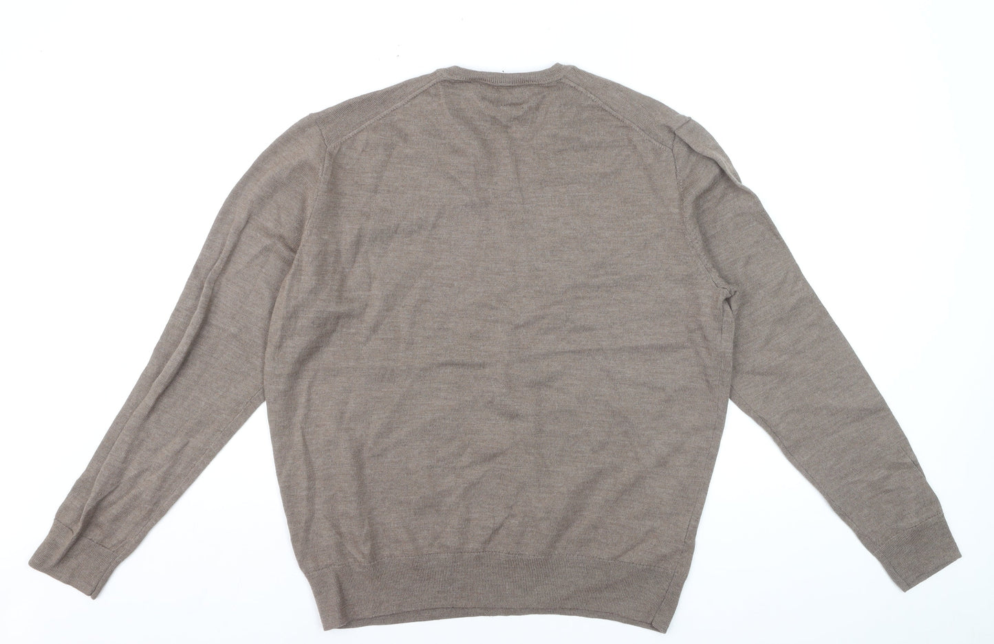 Black Brown 1826 Men's Beige V-Neck Merino Wool Pullover Jumper XL