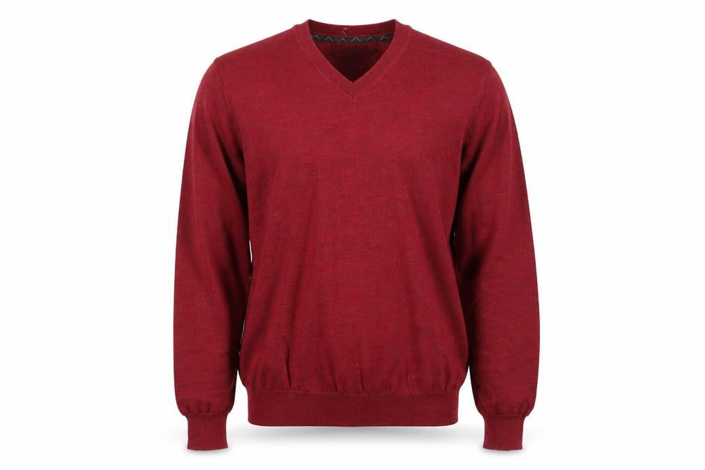 Black Brown 1826 Men’s Red Wool V-Neck Jumper Size L