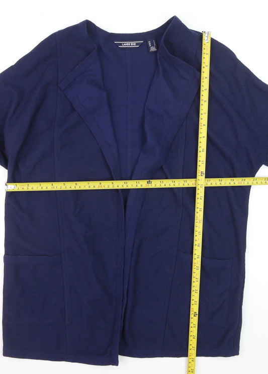 Lands' End Womens Blue Cotton Knit Cardigan Small