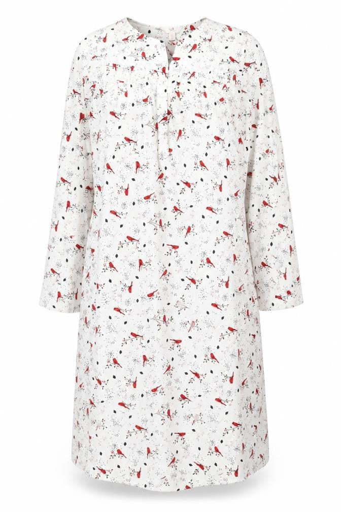 Secret Treasures Women's White Bird Print Fleece Nightshirt Size 10