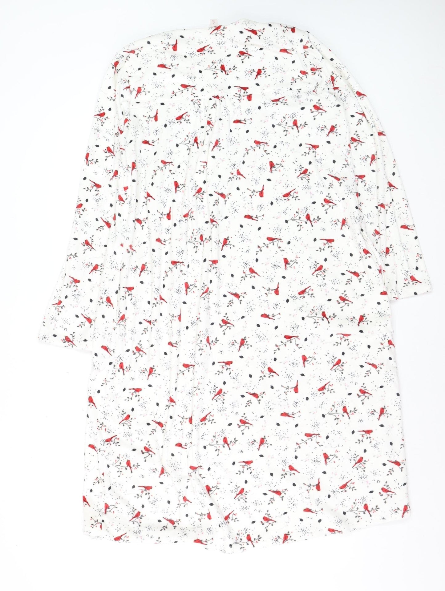 Secret Treasures Women's White Bird Print Fleece Nightshirt Size 10