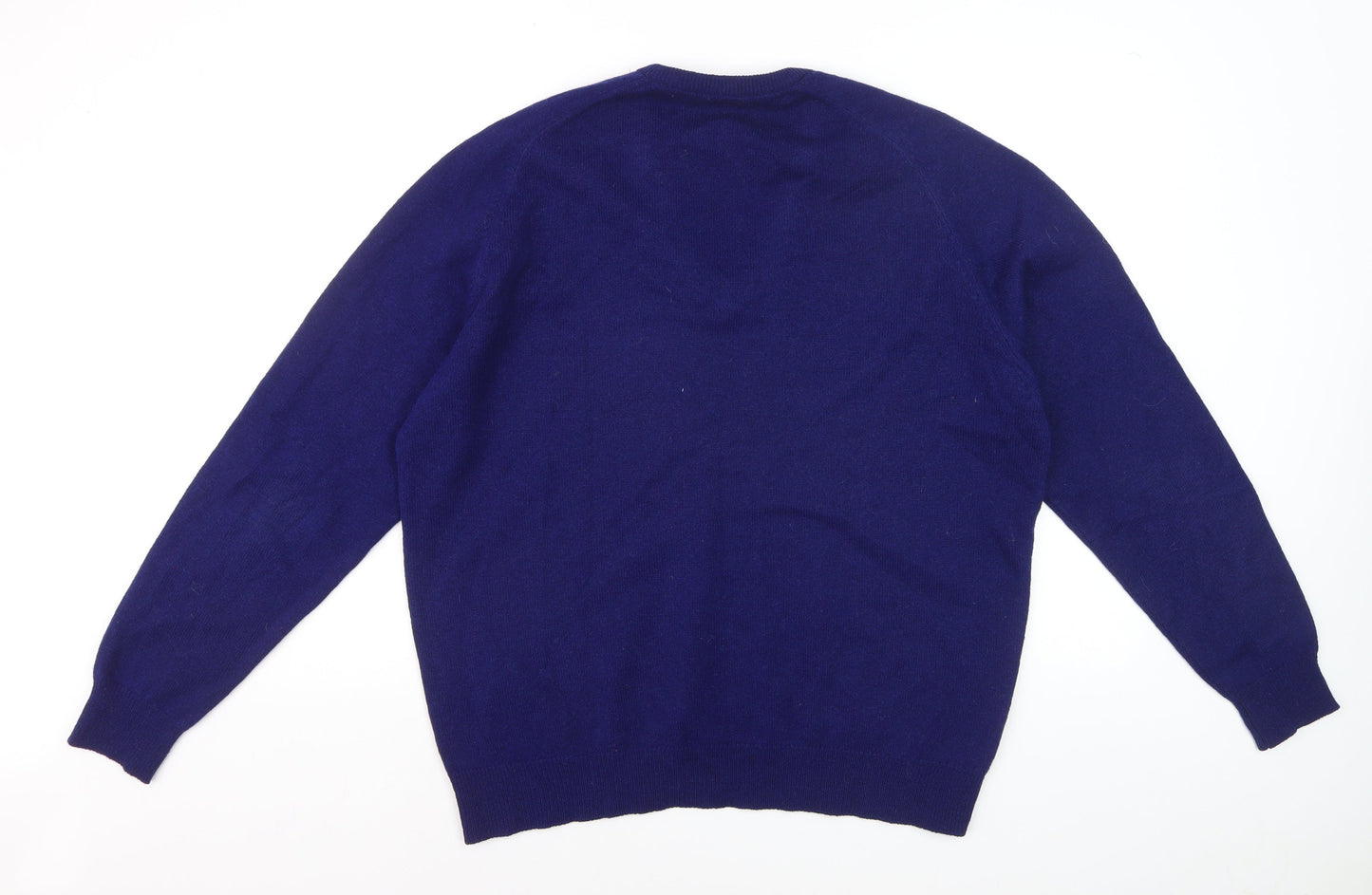 Lyle & Scott Men's Blue Wool V-Neck Jumper XL Classic Fit