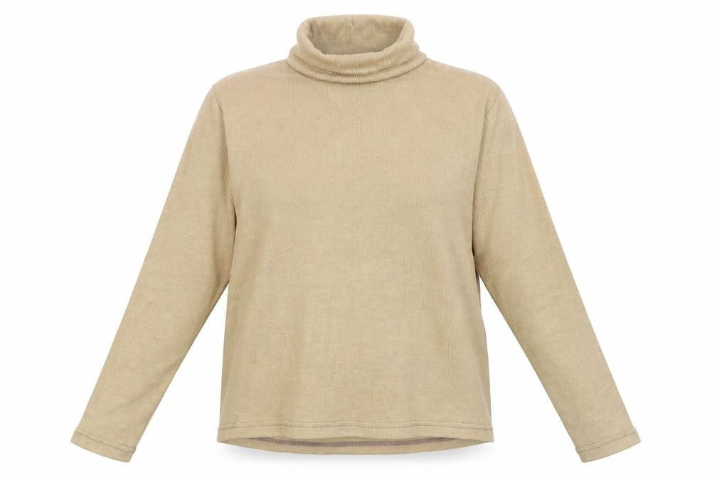 Vintage Women's Beige Roll Neck Knit Jumper Size S Classic Style