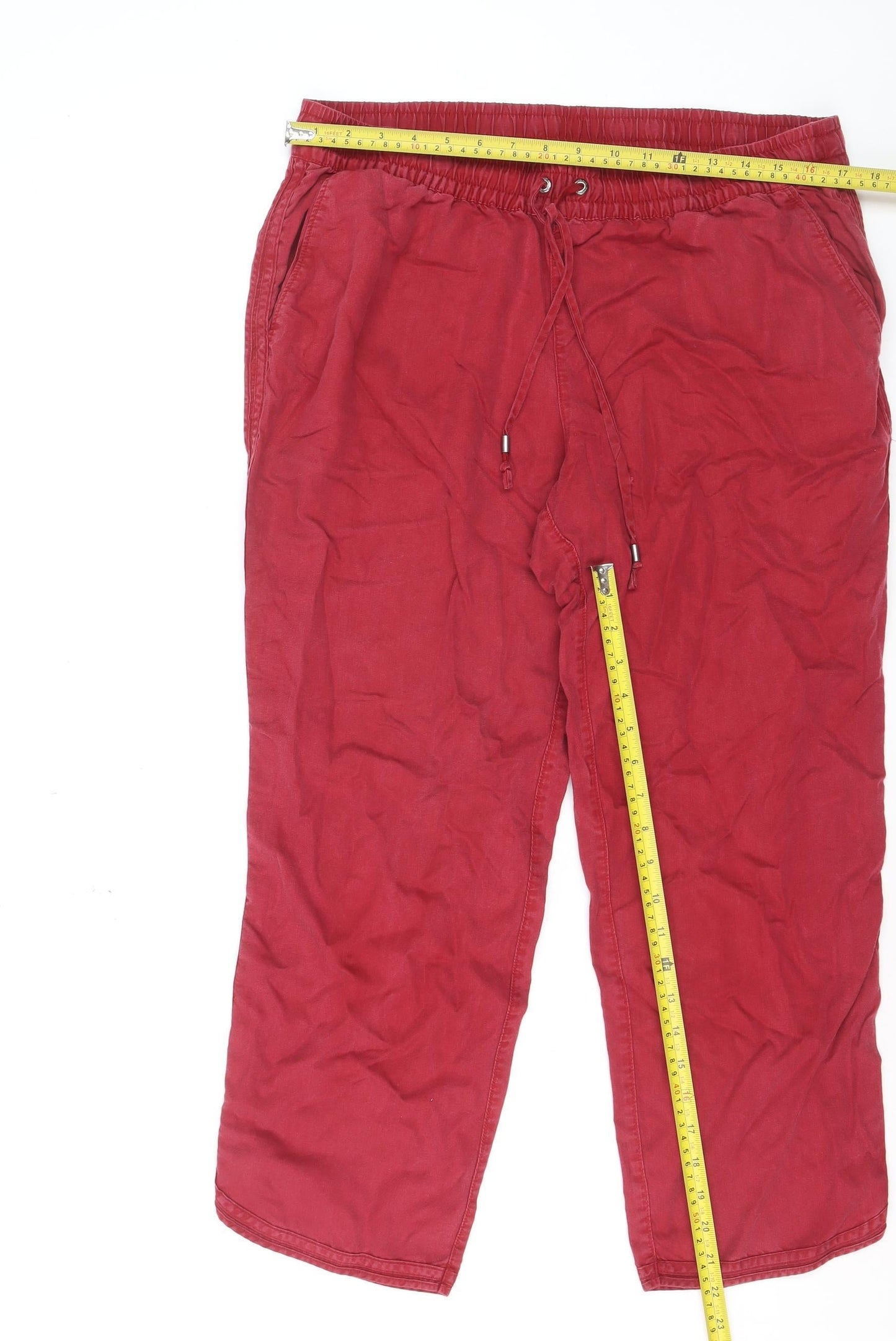 Lands' End Womens Red Lyocell Capri Trousers Size 16
