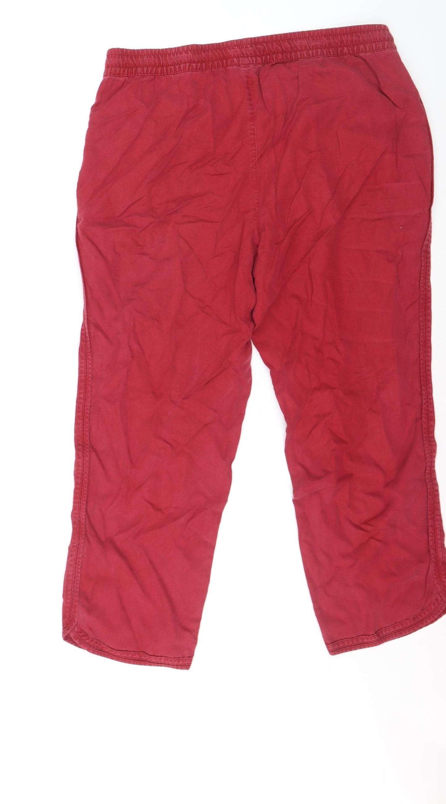 Lands' End Womens Red Lyocell Capri Trousers Size 16