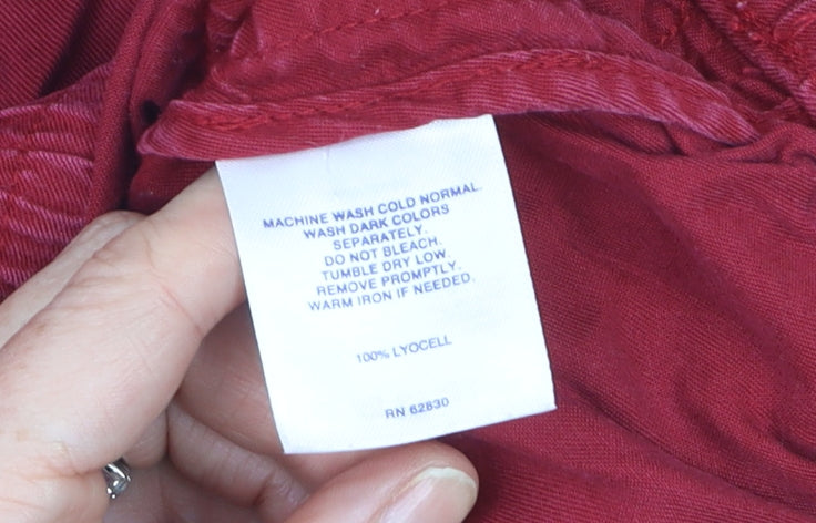 Lands' End Womens Red Lyocell Capri Trousers Size 16