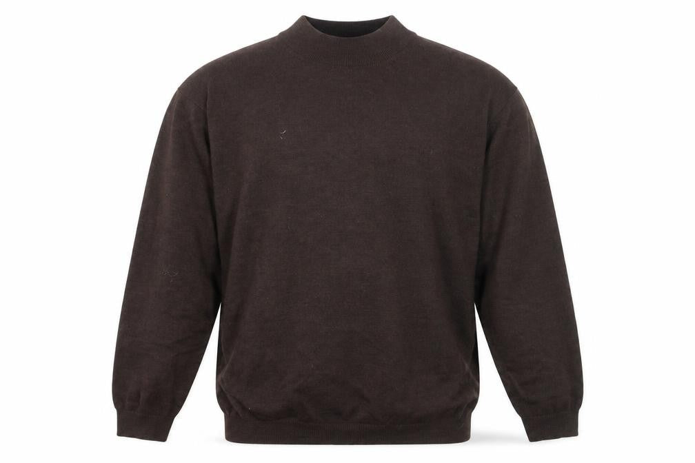 Pronto Uomo Men Brown XL Mock Neck Merino Wool Jumper
