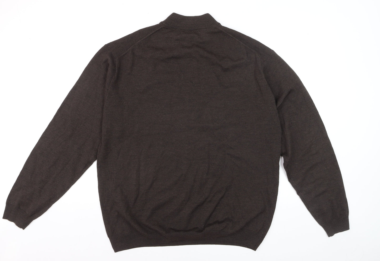 Pronto Uomo Men Brown XL Mock Neck Merino Wool Jumper