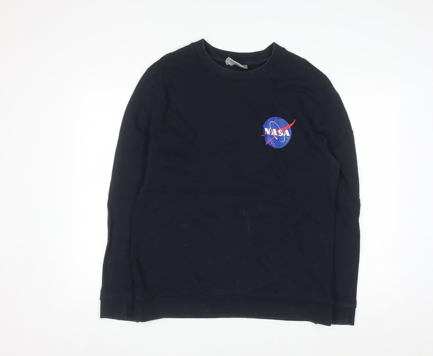 NASA Men's Blue Cotton Pullover Sweatshirt Size M Graphic Print