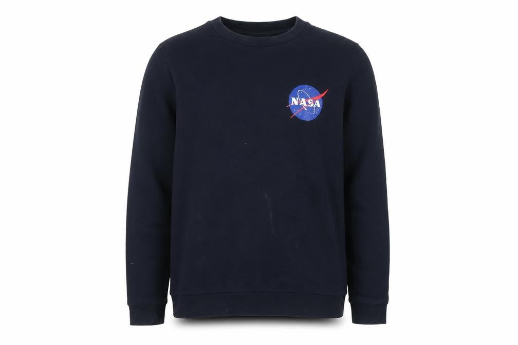 NASA Men's Blue Cotton Pullover Sweatshirt Size M Graphic Print