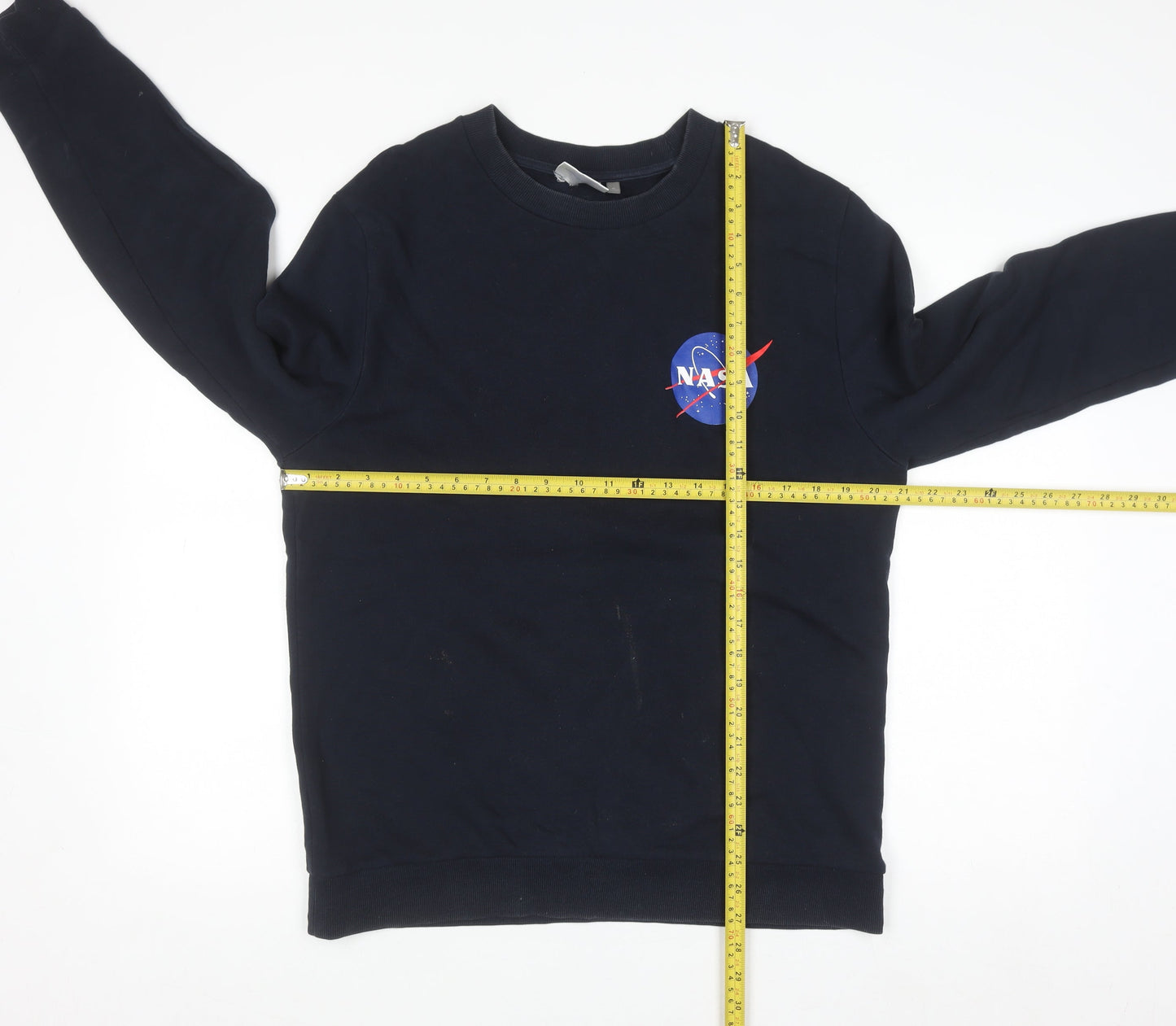 NASA Men's Blue Cotton Pullover Sweatshirt Size M Graphic Print