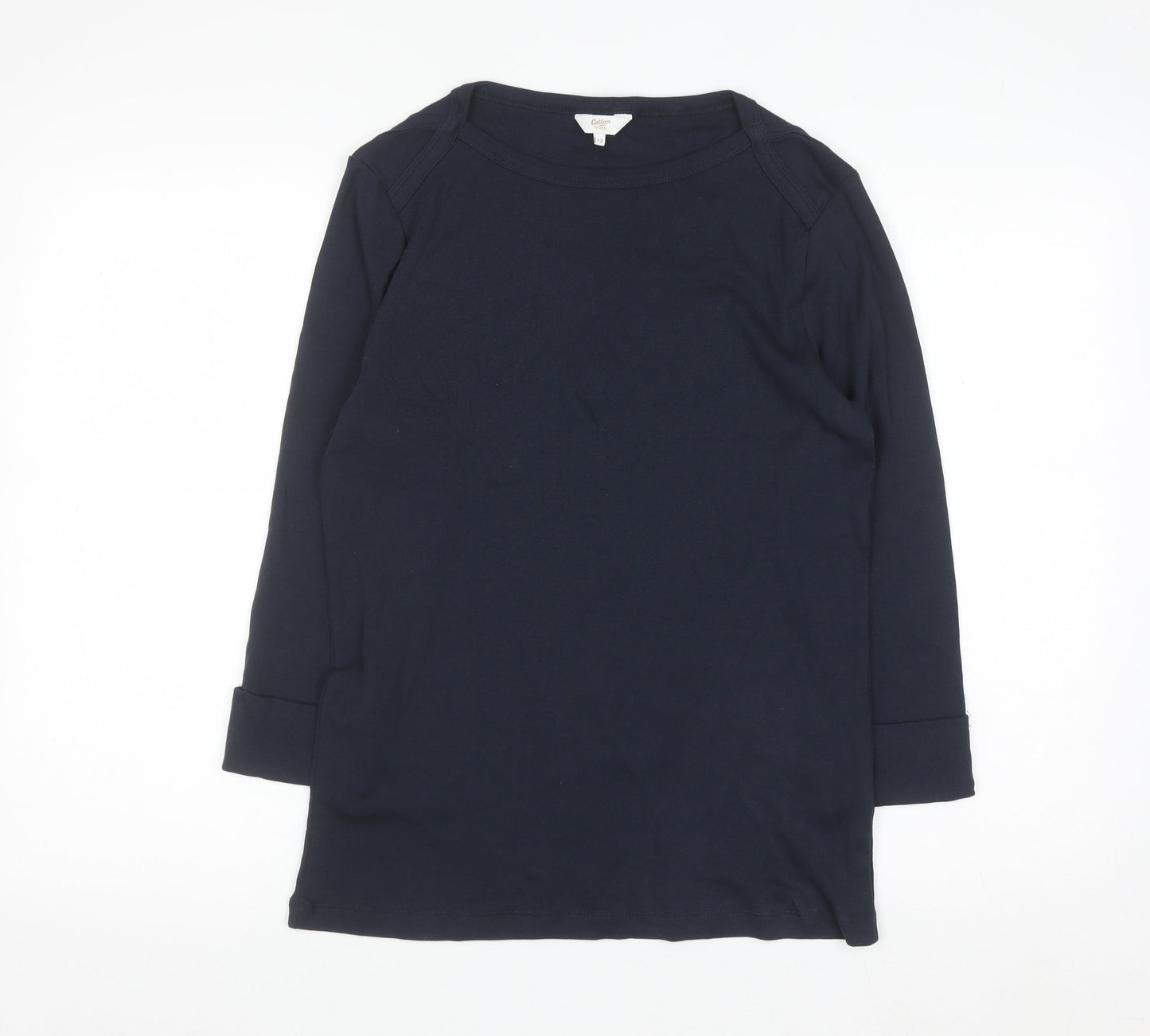 Cotton Traders Women's Blue Long Sleeve Basic Cotton T-Shirt Size 12