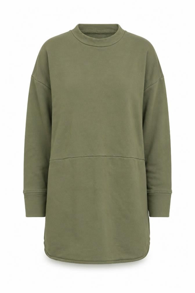 Noughts & Kisses Womens Khaki Long Sleeve Tunic Sweatshirt Size S