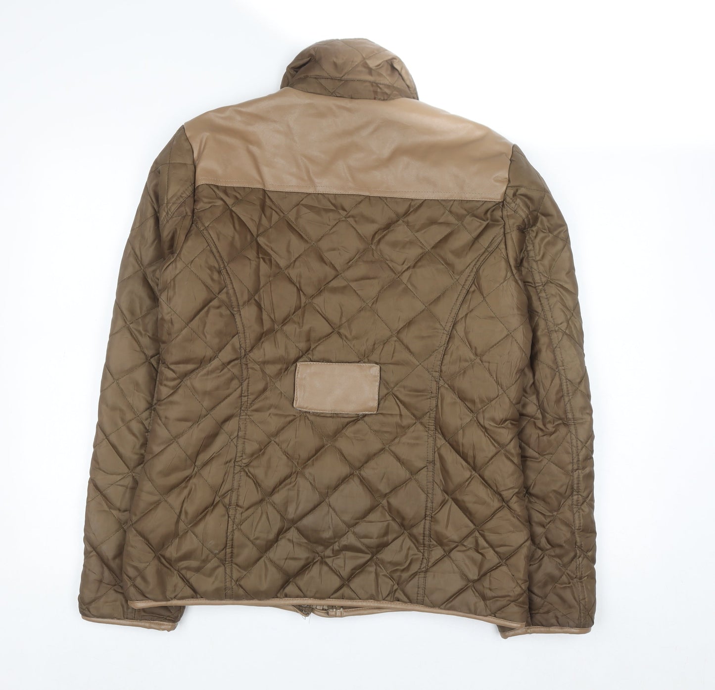 Yoki Women Brown Quilted Faux Leather Trim Jacket L