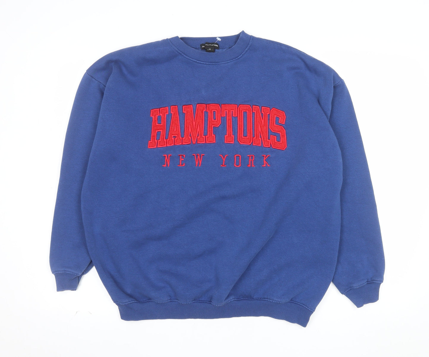 PrettyLittleThing Women Blue Hamptons New York Pullover Sweatshirt M