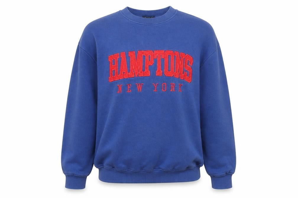 PRETTYLITTLETHING Women Blue Hamptons New York Pullover Sweatshirt M