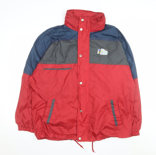 Brugi Men's Red & Grey Colour Block Puffer Jacket L Regular Fit