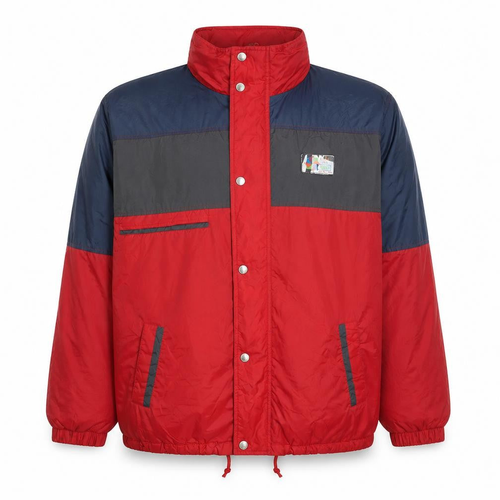 Brugi Men's Red & Grey Colour Block Puffer Jacket L Regular Fit