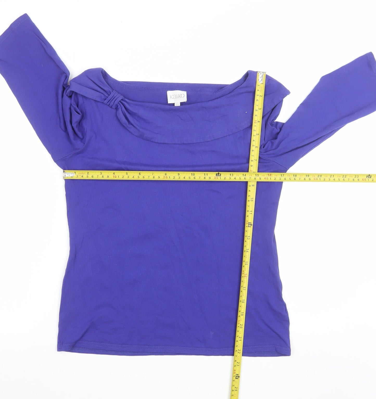 Kaliko Women's Purple Boat Neck 3/4 Sleeve Tunic Blouse Size 12