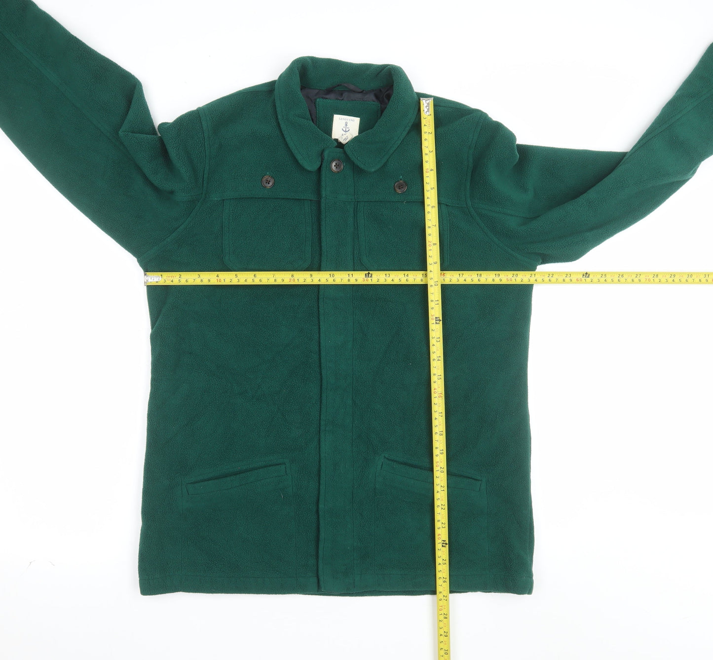 Lands' End Teens Green Fleece Lined Mid-Length Casual Jacket Size S