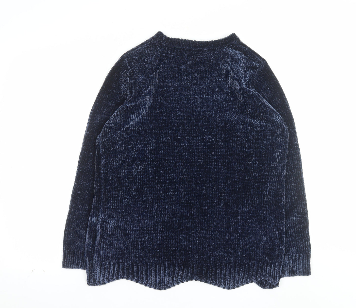 Bonmarché Women Blue Velvet Long Sleeve Pullover Jumper Size 12