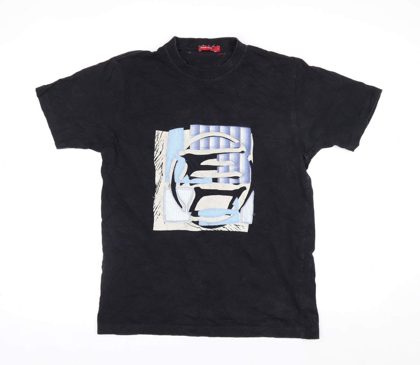 Etienne Ozaki Men's Black Graphic Print Cotton T-Shirt Size L