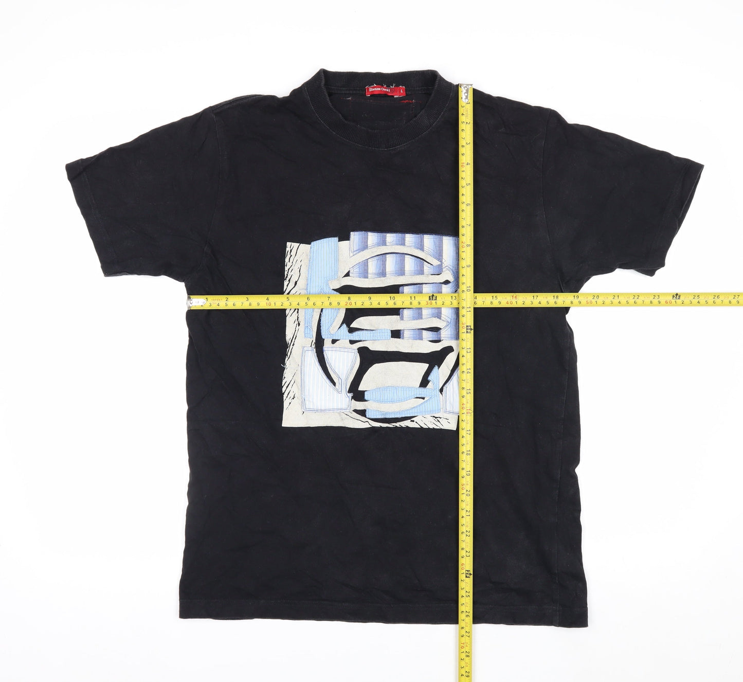 Etienne Ozaki Men's Black Graphic Print Cotton T-Shirt Size L
