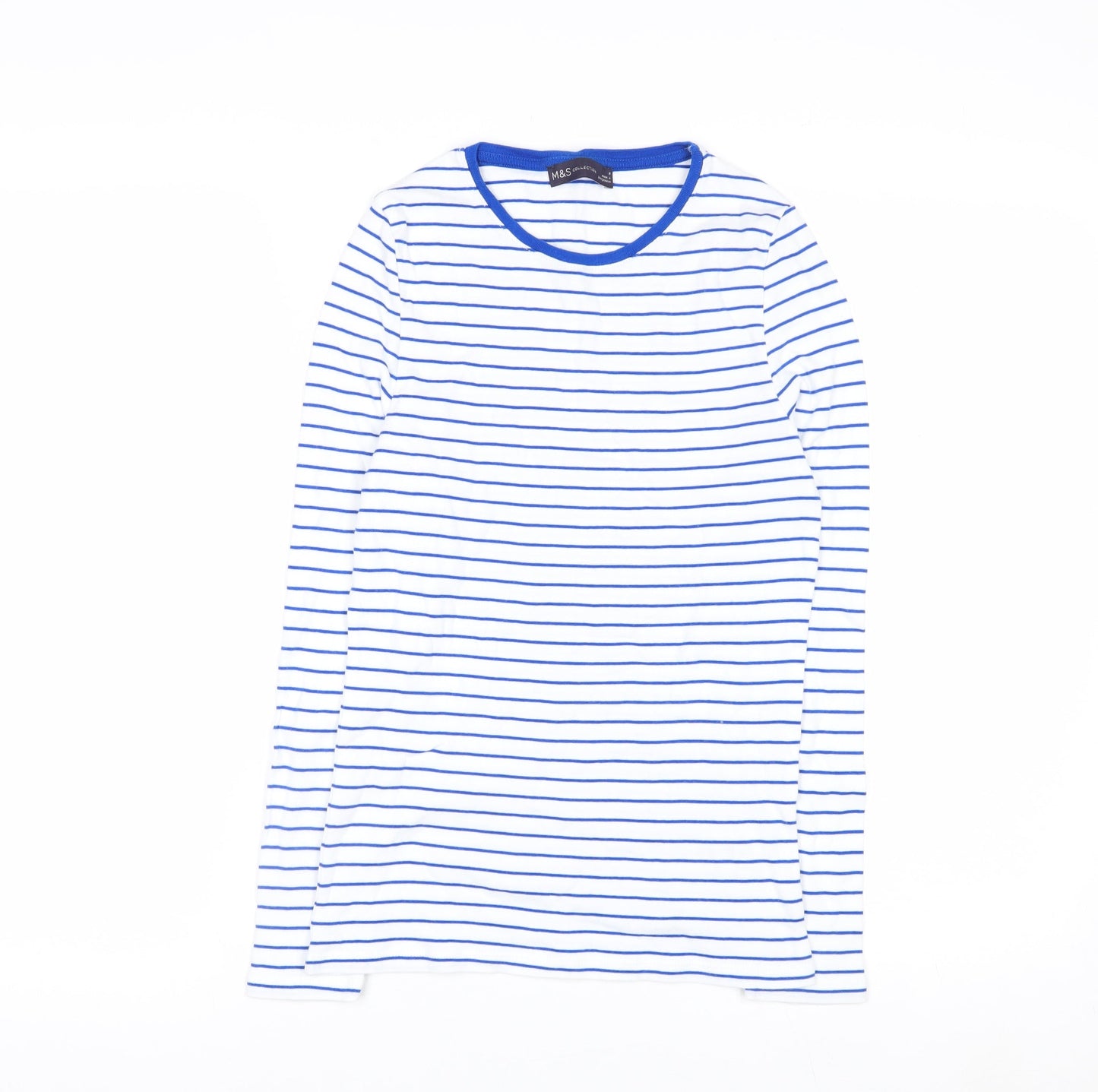 Marks and Spencer Women’s Blue Striped Long Sleeve Cotton T-Shirt Size 8