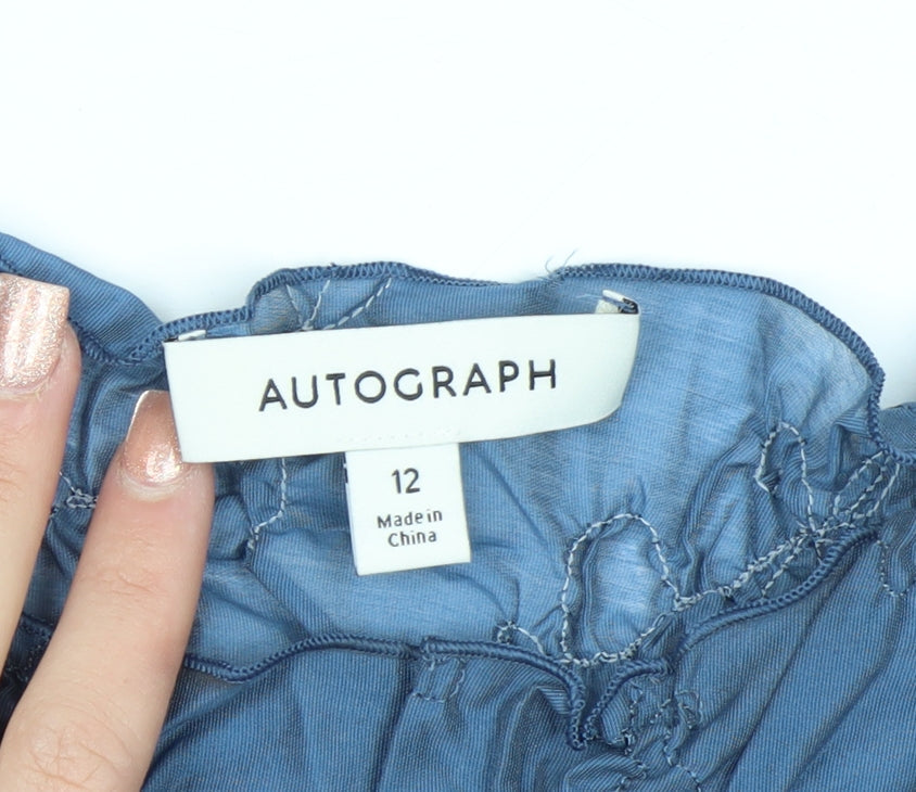 Marks and Spencer Autograph Women Blue Sleeveless Textured Blouse Size 12