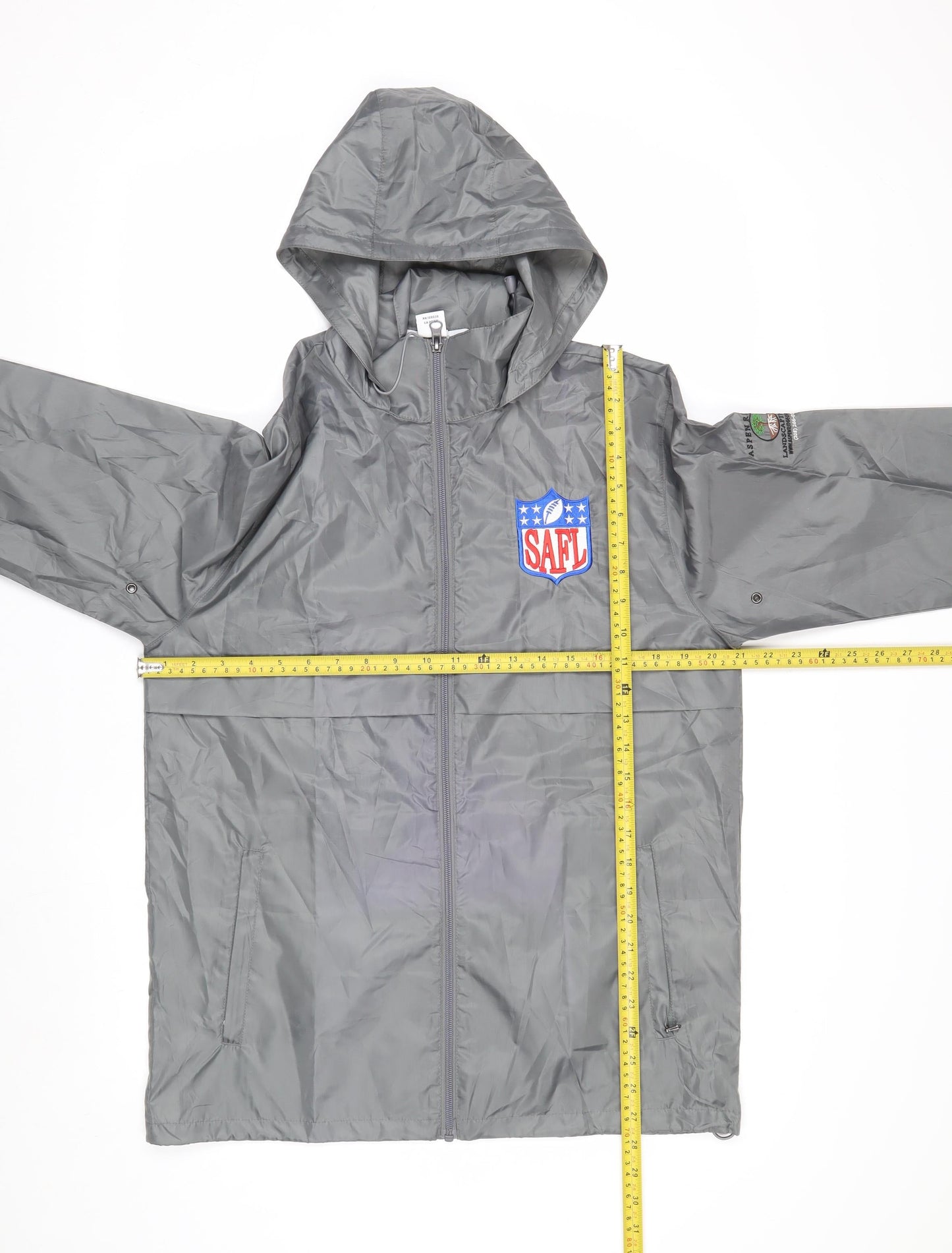 Team 365 Men's Grey Hooded Windbreaker Jacket Size S