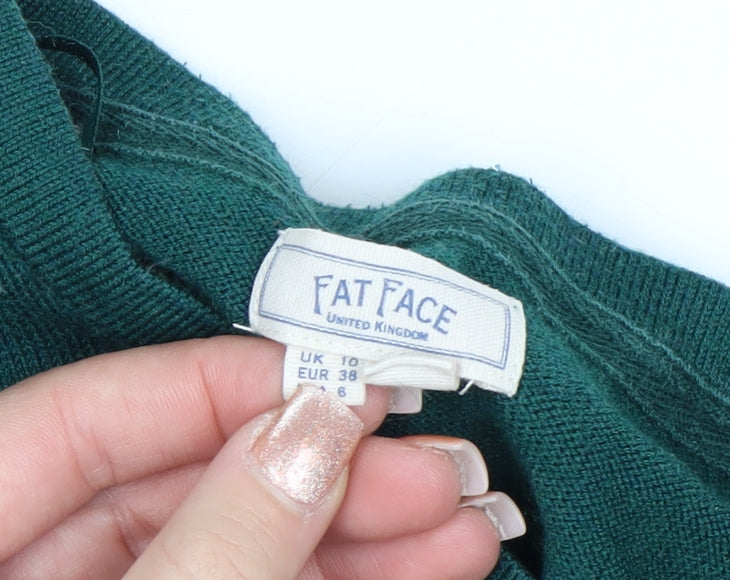 Fat Face Women’s Green Wool Blend Crew Neck Long Sleeve Jumper Size 10