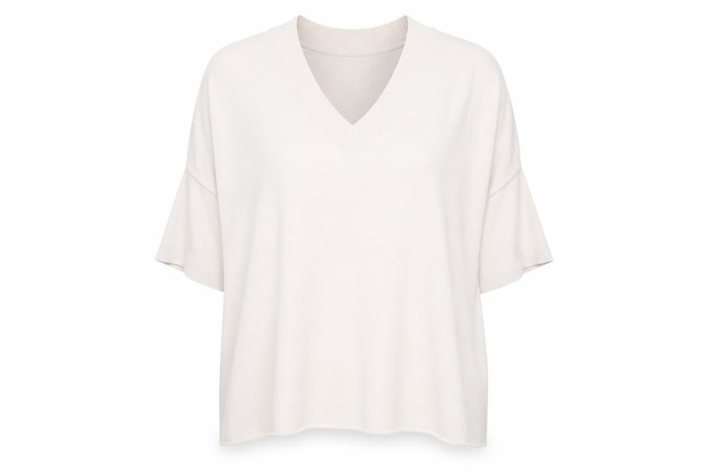 The White Company Women's Ivory V-Neck Relaxed Knit Jumper XS