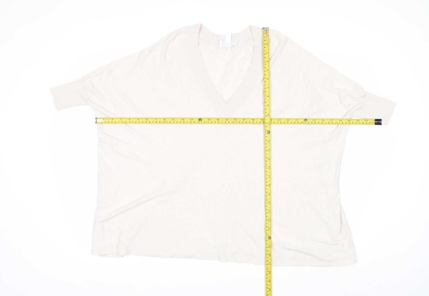 The White Company Women's Ivory V-Neck Relaxed Knit Jumper XS