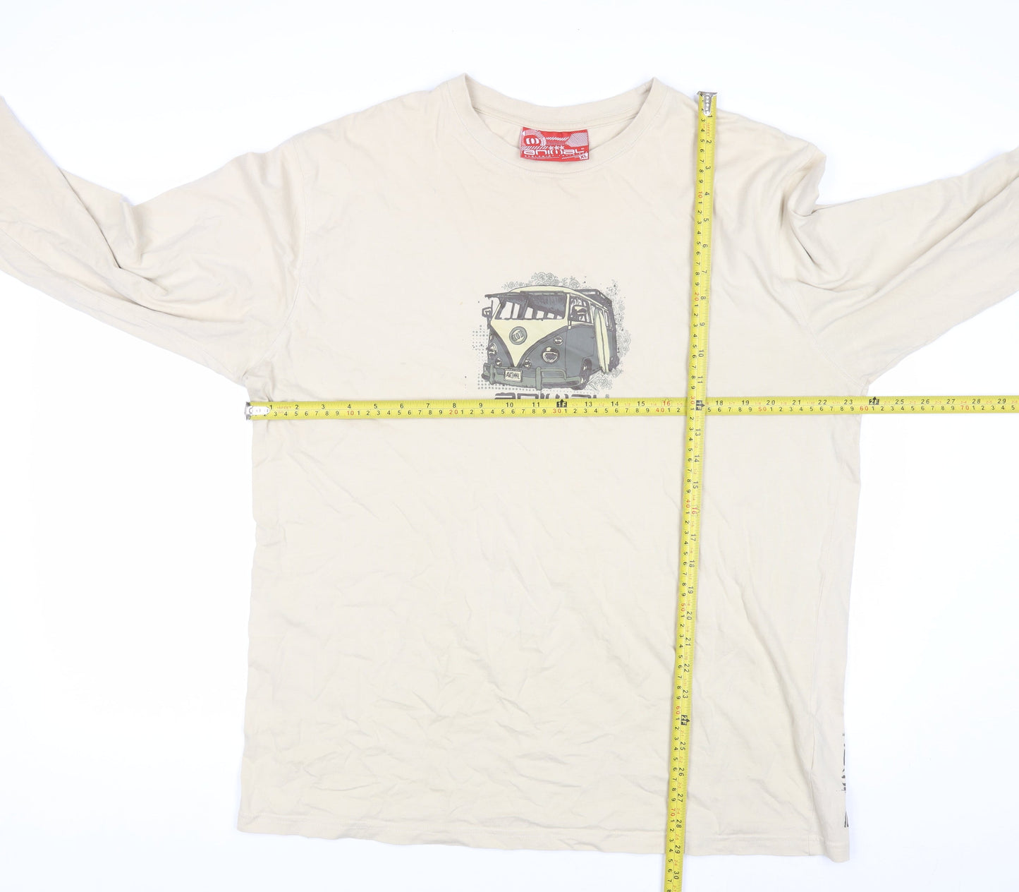 Animal Men’s Beige XL Long Sleeve Cotton Graphic T-Shirt