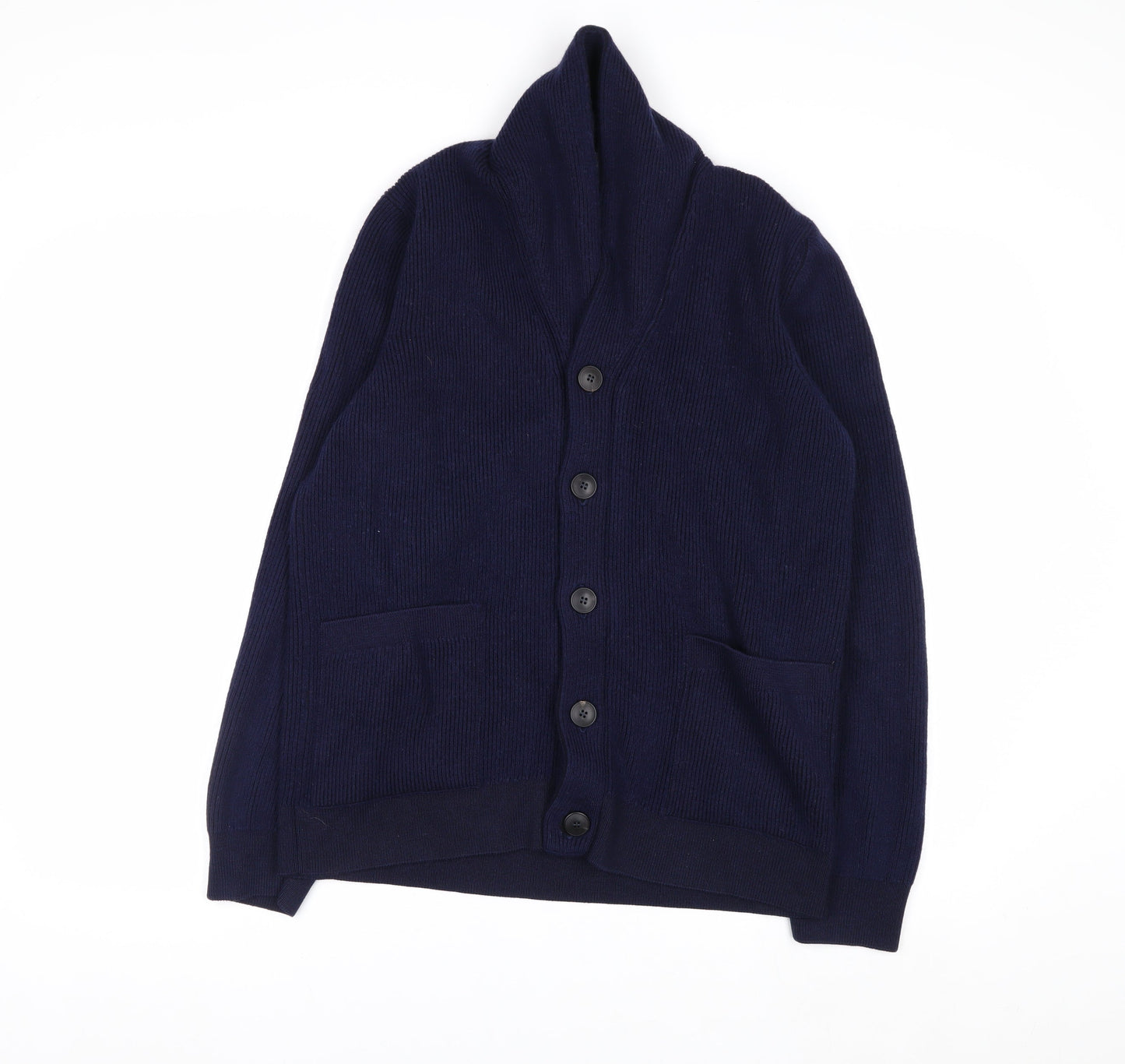 Sunspel Men's Blue Wool Shawl Collar Cardigan M