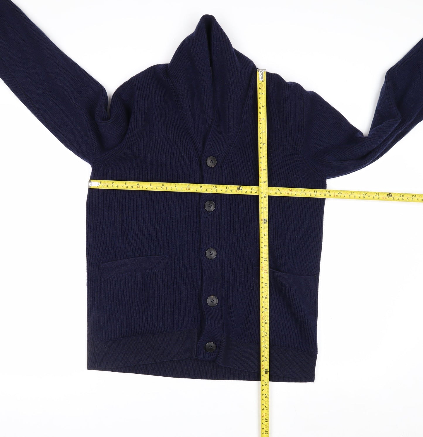 Sunspel Men's Blue Wool Shawl Collar Cardigan M