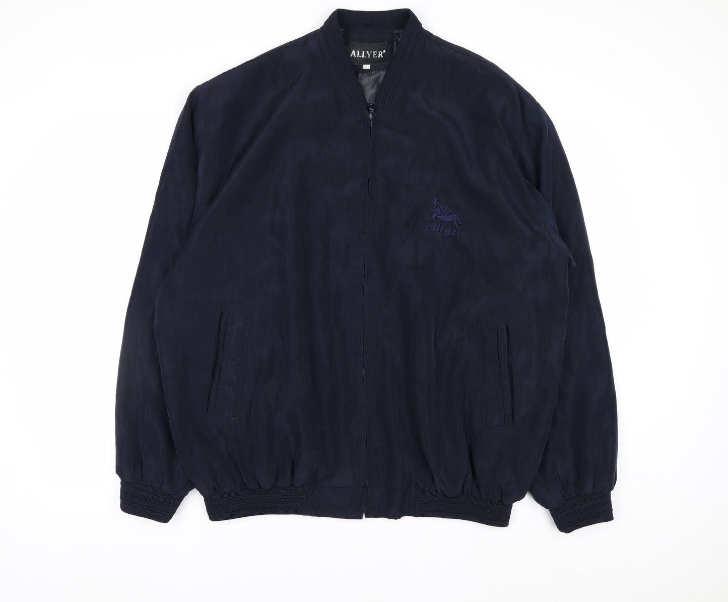 ALLYER Men's Blue 2XL Polyester Bomber Jacket