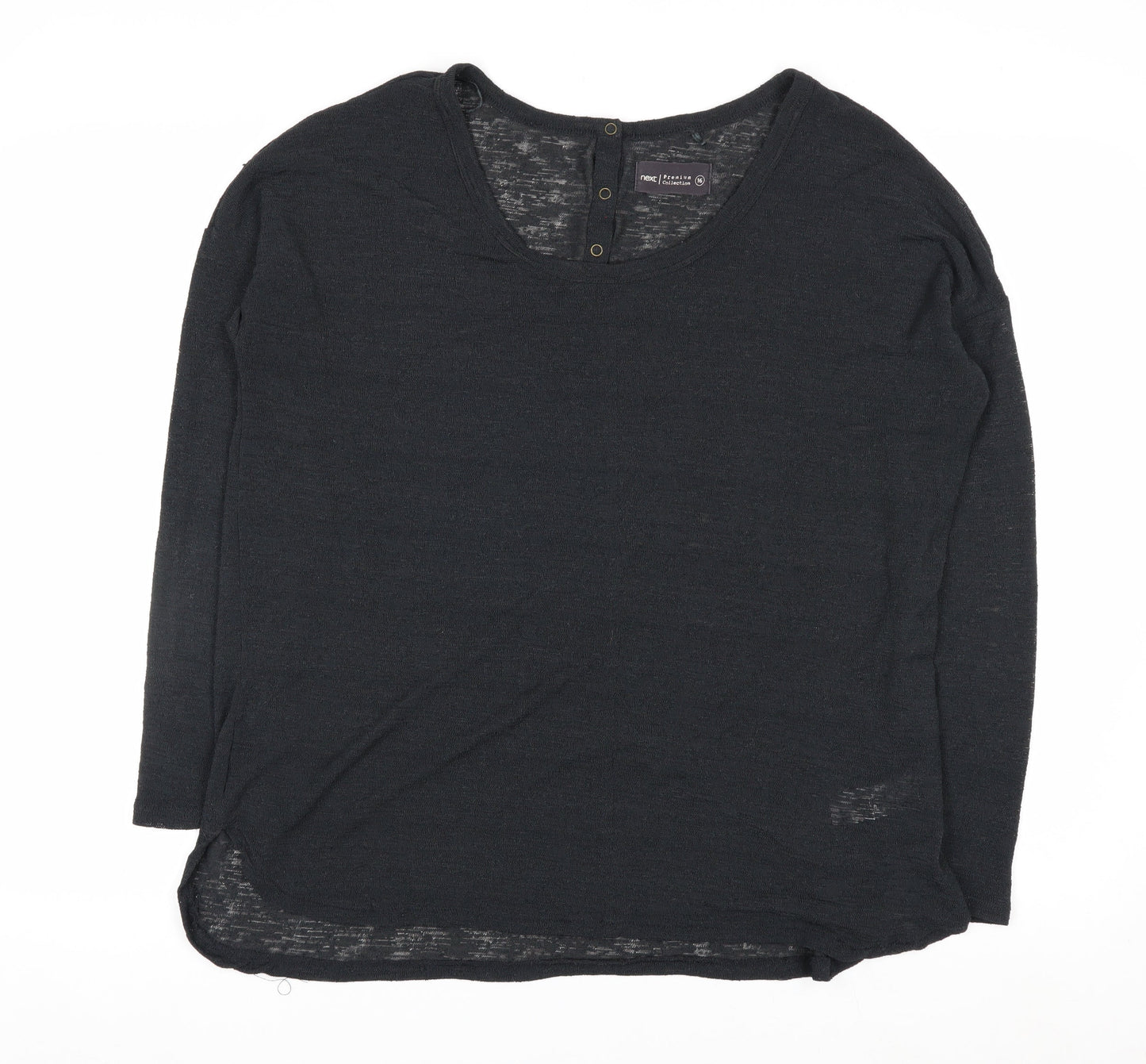 Next Women Black Size 16 Henley Knit Jumper Premium Collection
