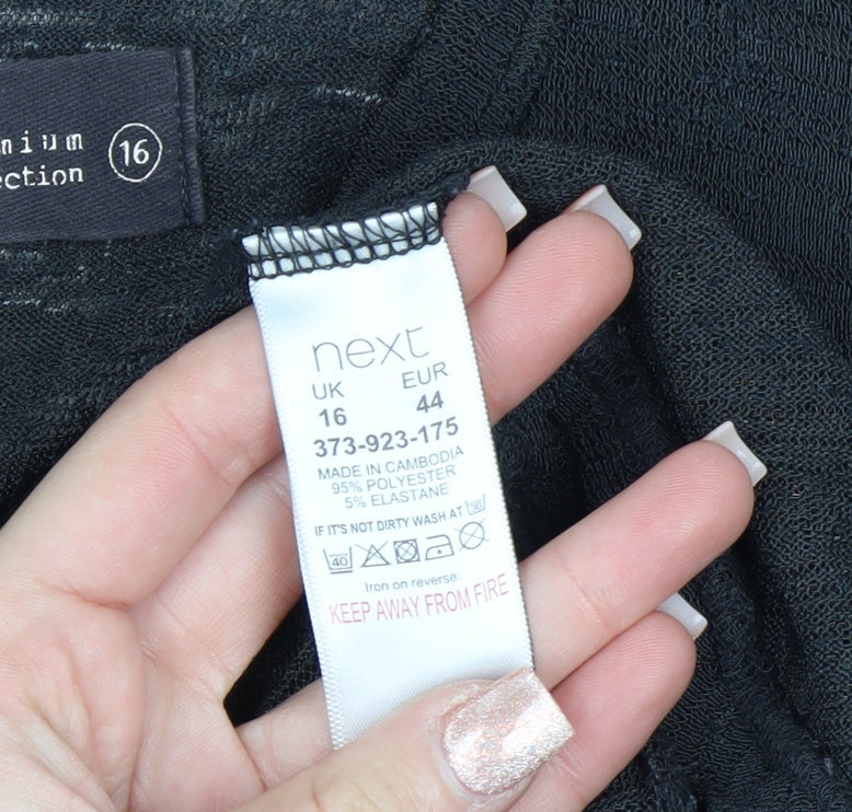 Next Women Black Size 16 Henley Knit Jumper Premium Collection