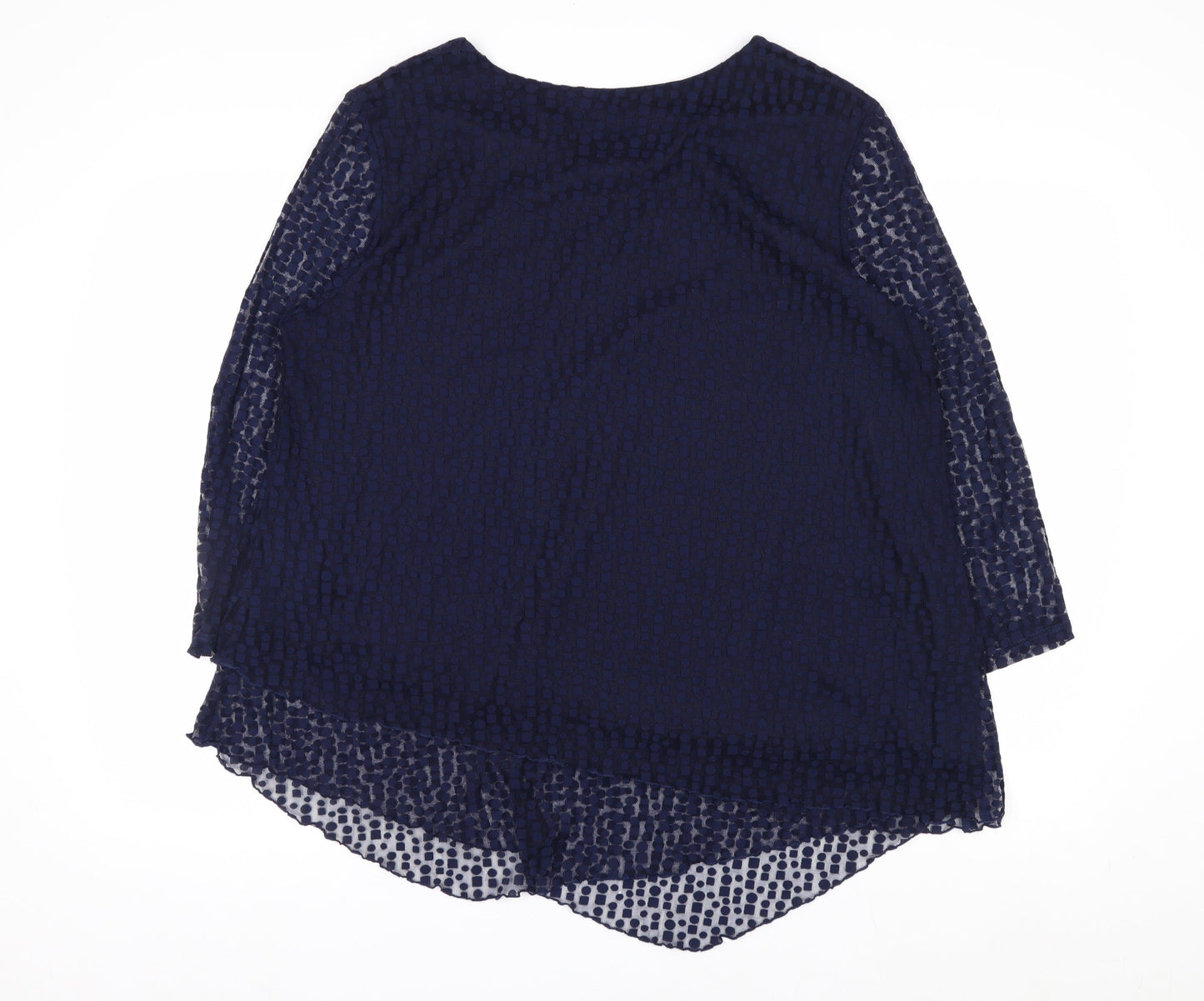 Roman Women’s Blue Mesh 3/4 Sleeve Tunic Blouse Size 18